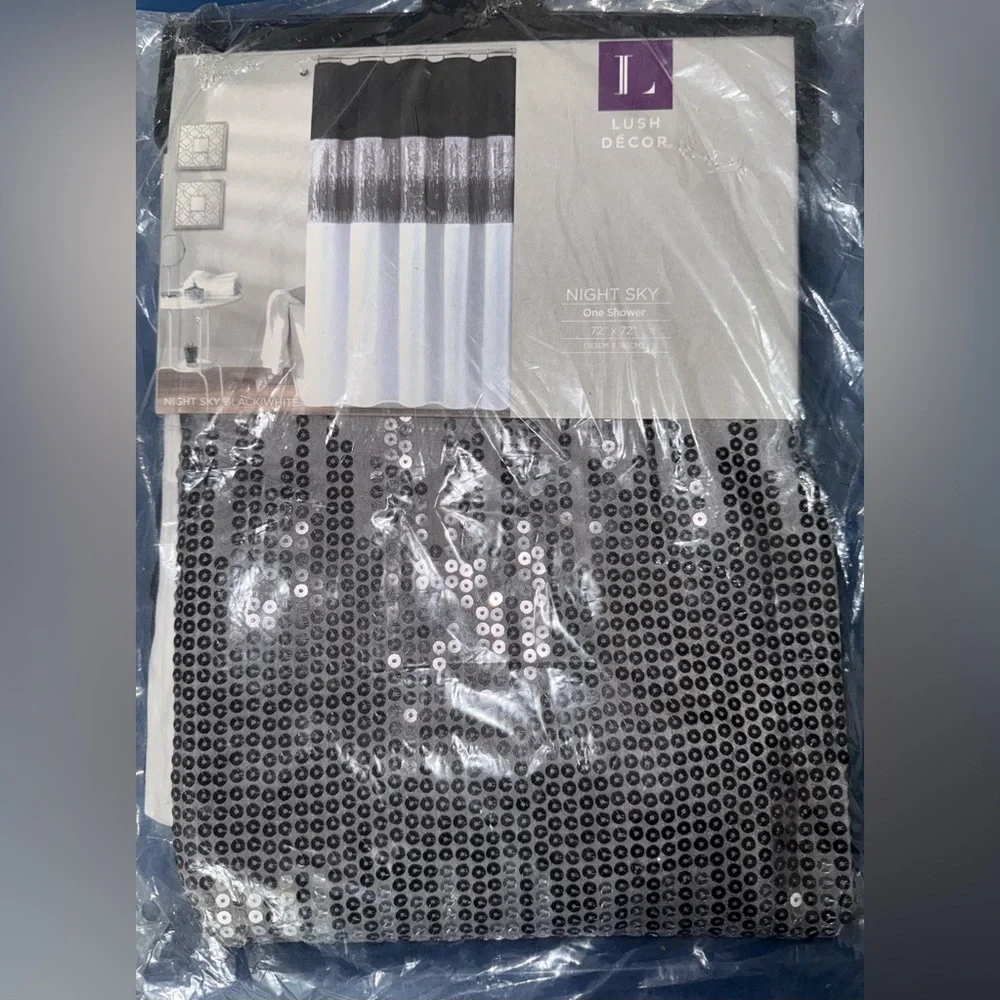 Lush Decor Night Sky Shower Curtain - Black and White